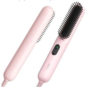 Pink Mini Hair Straightener Brush Comb 3 Temp Settings & Dual Voltage #HA4